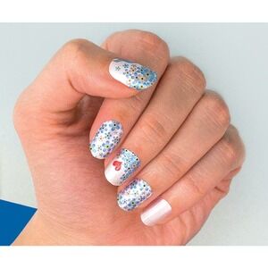 1 Warrior Color Street nail strips dry polish art floral blue silver Retired